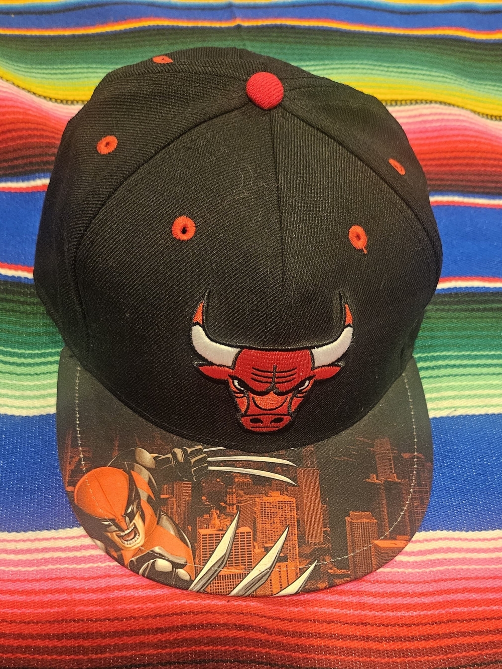 Marvel x Chicago Bulls Black & Red Graphic Brim Fitted Hat